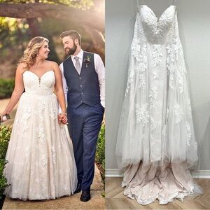 Essence of Australia Boho Strapless Plus Size A-Line Wedding Dress With Lace